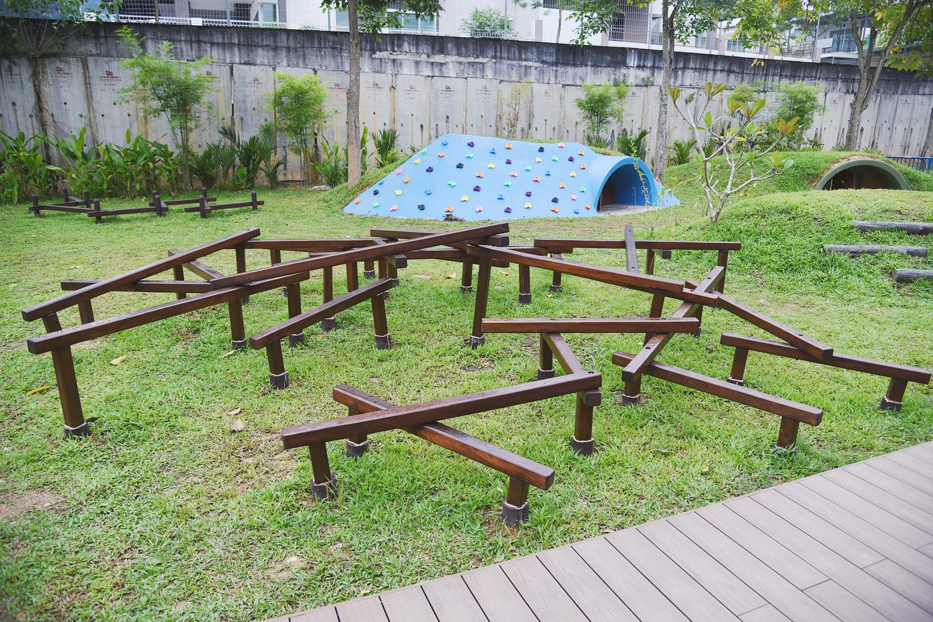 Early years outdoor playground - log climbing