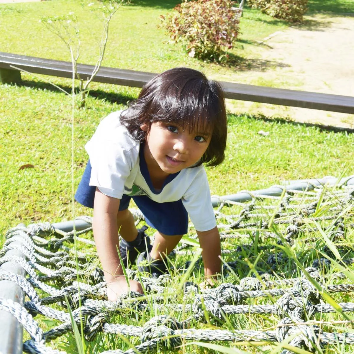 Girl rope climbing