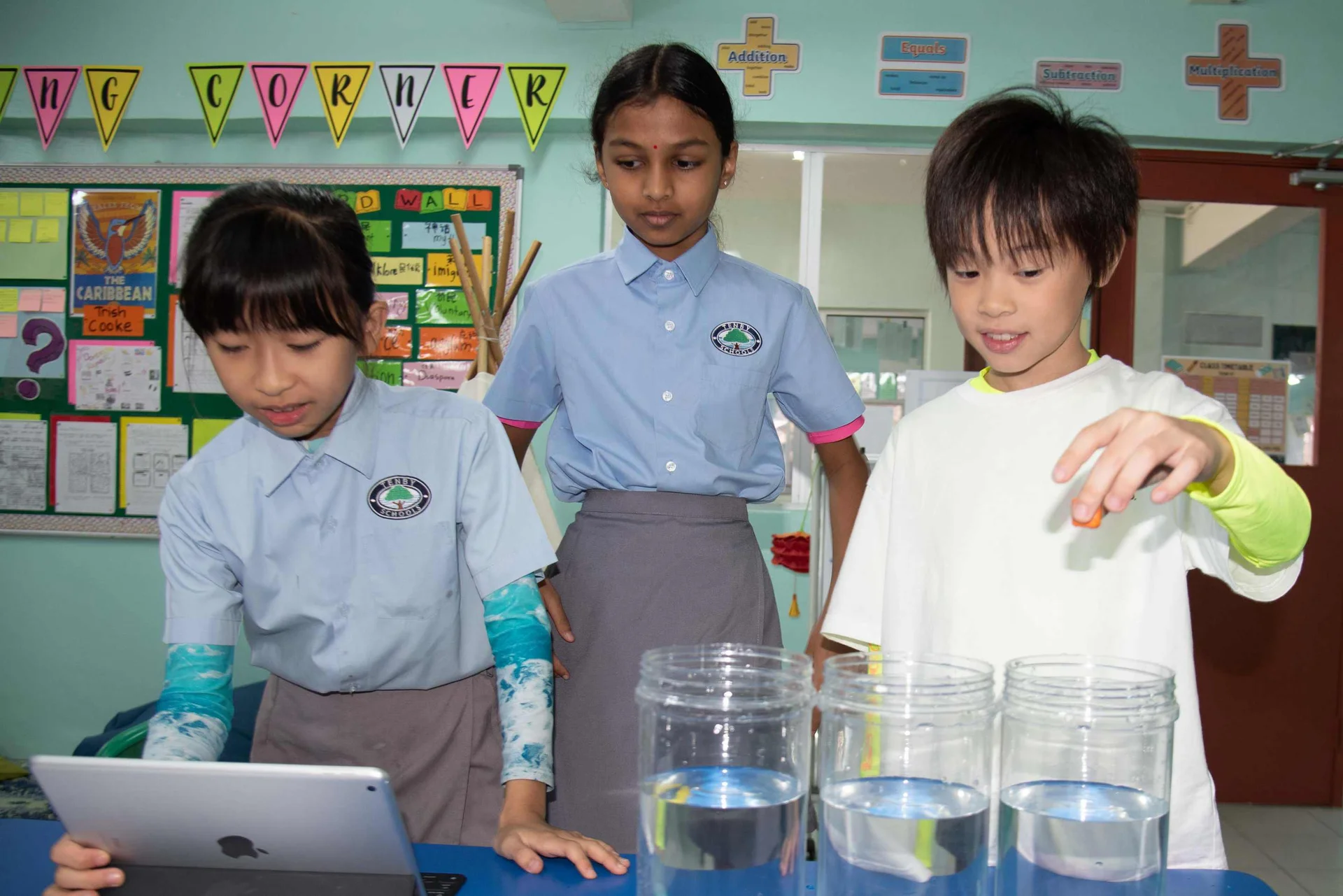 Kids doing a science experiment