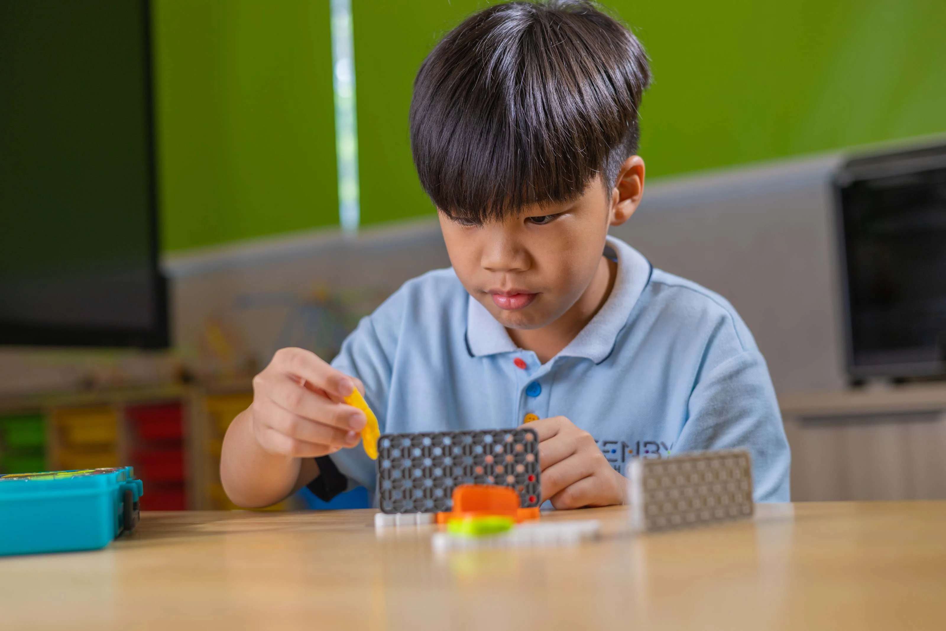 Boy focused while playing a game