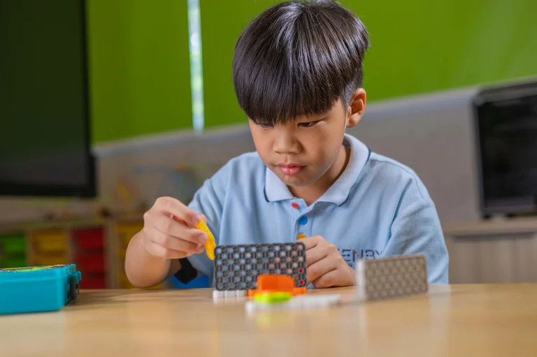 Boy focused while playing a game