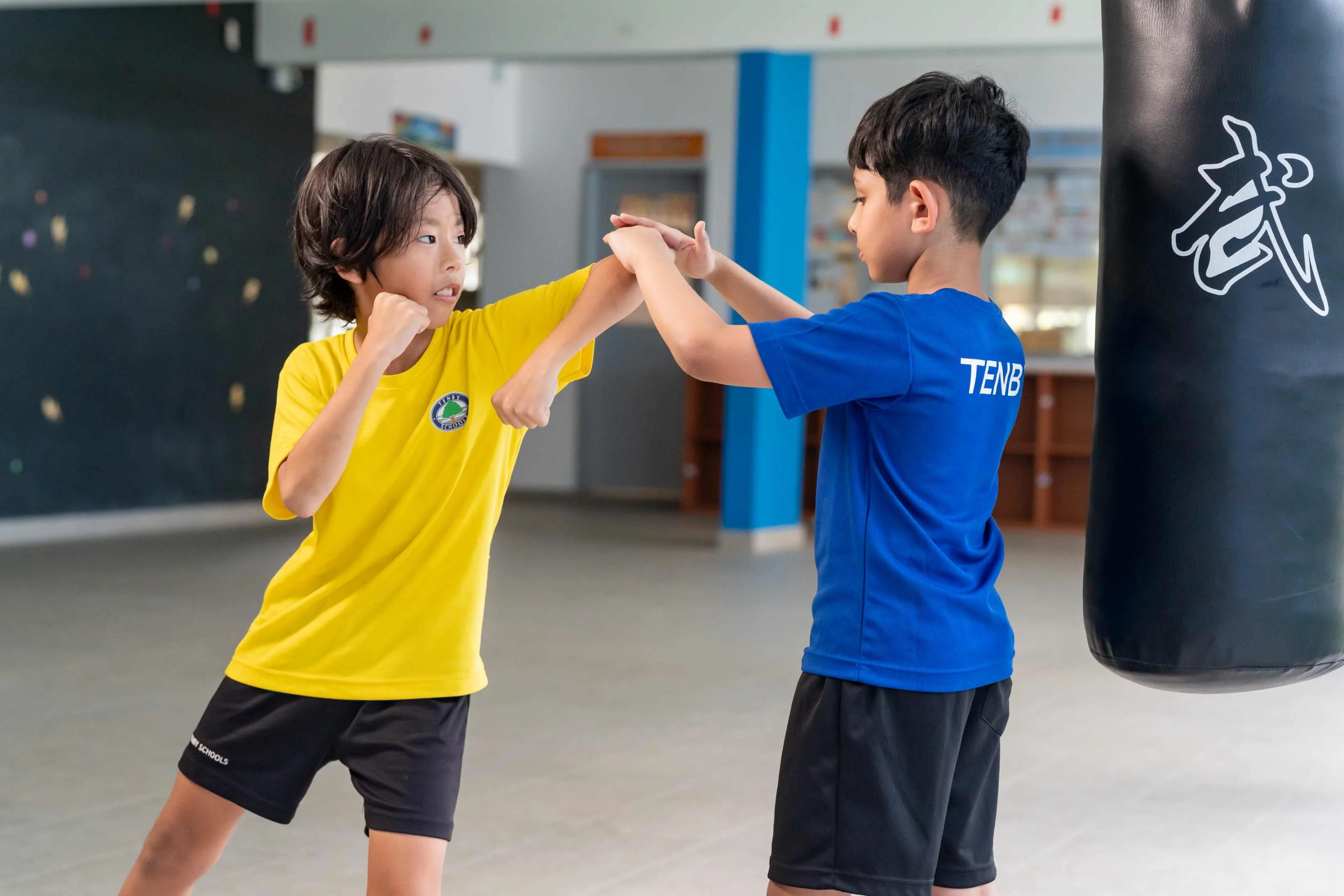 Kids practicing martial arts 