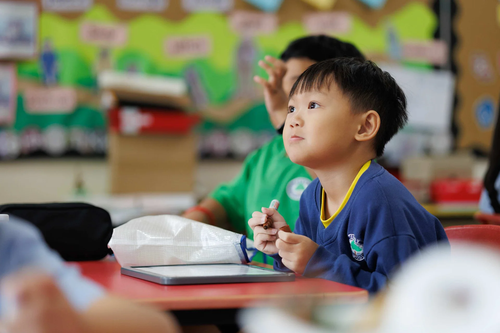 Tenby Schools student listening during a lesson